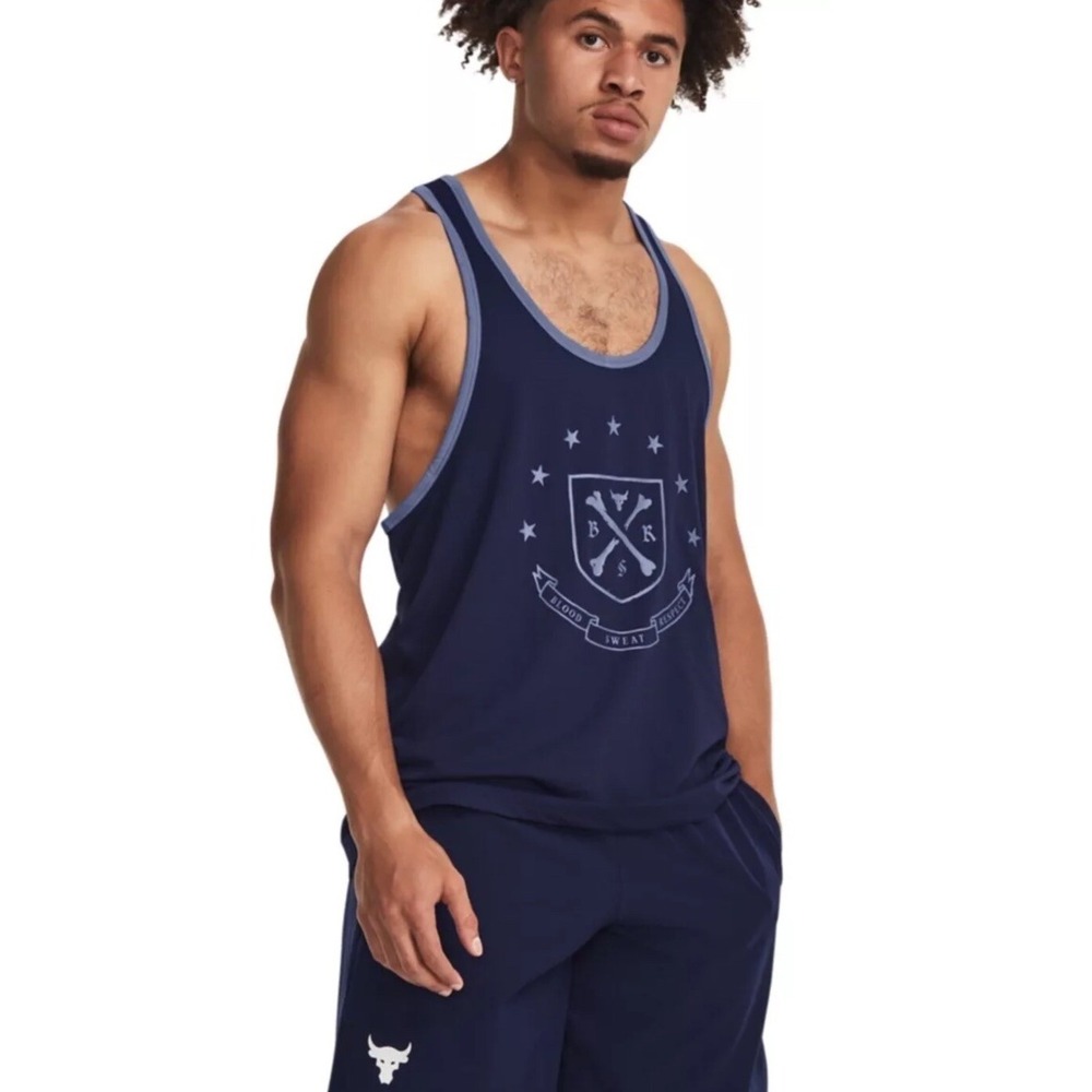 $55 Under Armour Project Rock Gym Shirt BSR Blood Sweat Respect Tank Top Men L